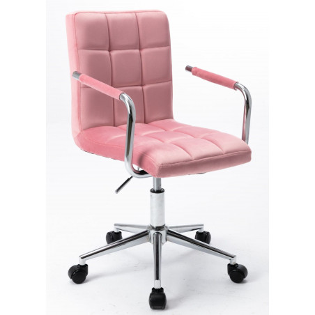 Fauteuil de bureau Milano Velours – Rose & Chrome | Élégance & Confort