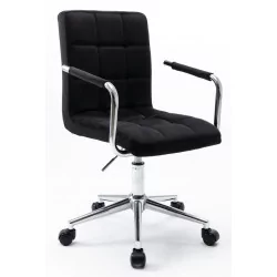 Fauteuil de bureau Milano Velours – Noir & Chrome | Élégance & Confort