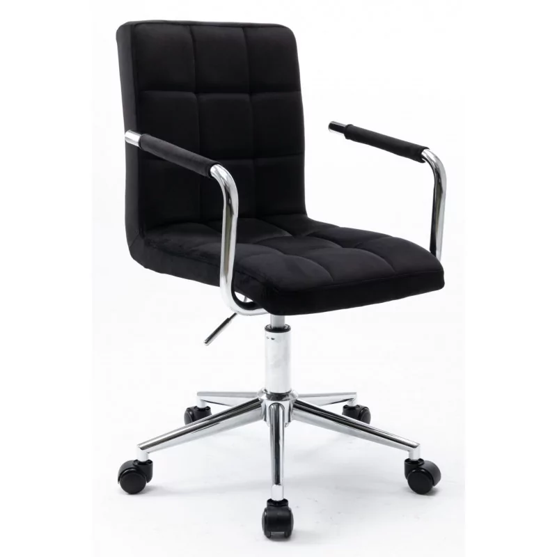 Fauteuil de bureau Milano Velours – Noir & Chrome | Élégance & Confort