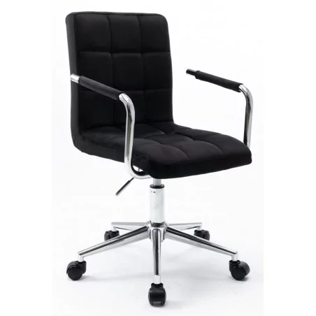 Fauteuil de bureau Milano Velours – Noir & Chrome | Élégance & Confort