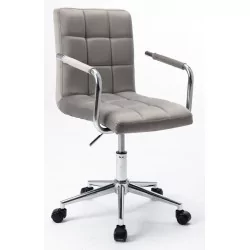 Fauteuil de bureau Milano Velours – Gris & Chrome | Élégance & Confort