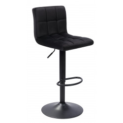 Tabouret rotatif HUGO en velours noir – Hauteur réglable & base ronde