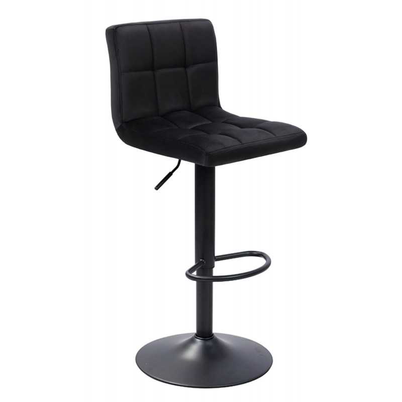Tabouret rotatif HUGO velours noir – Dossier haut