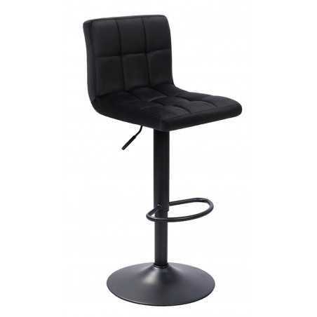 Tabouret rotatif HUGO velours noir – Dossier haut