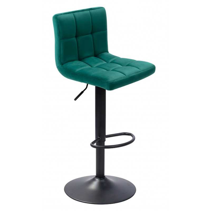 Tabouret rotatif HUGO velours vert émeraude – Base noire