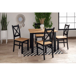 Chaise bois noir & assise aspect chêne doré – Élégance naturelle Golddeco