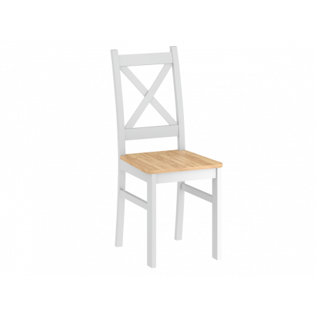 Chaise bois blanc & assise aspect chêne doré – Style scandinave Golddeco