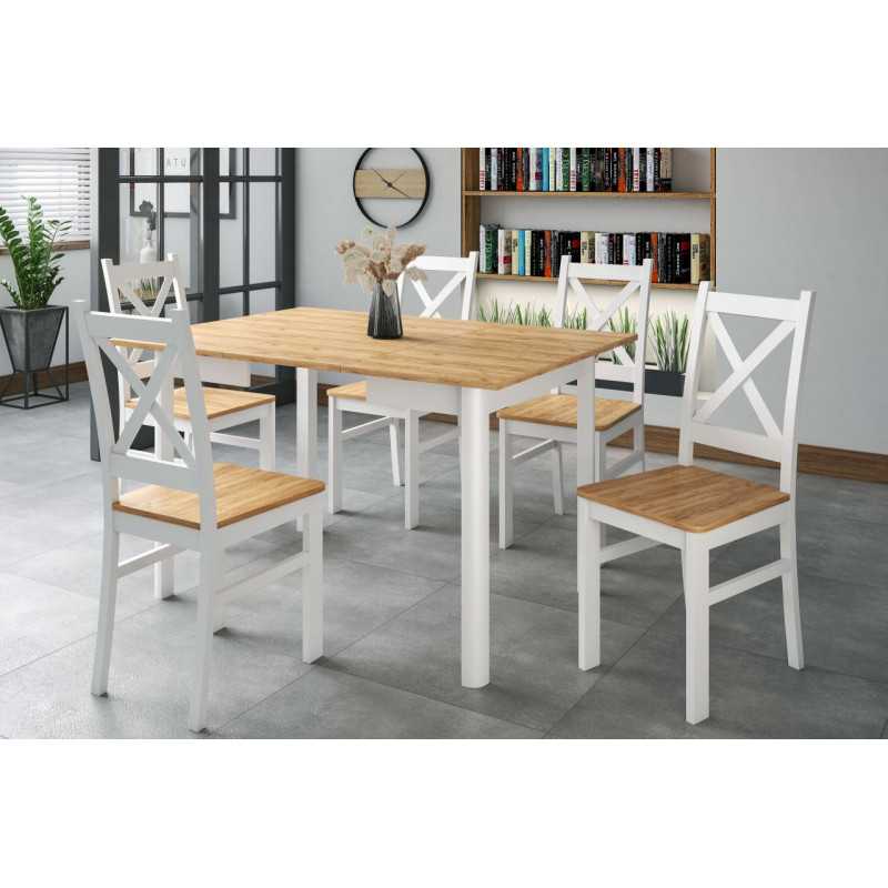 Chaise bois blanc & assise aspect chêne doré – Style scandinave Golddeco