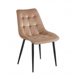 Chaise Victor velours marron cappuccino – Élégance et confort Golddeco