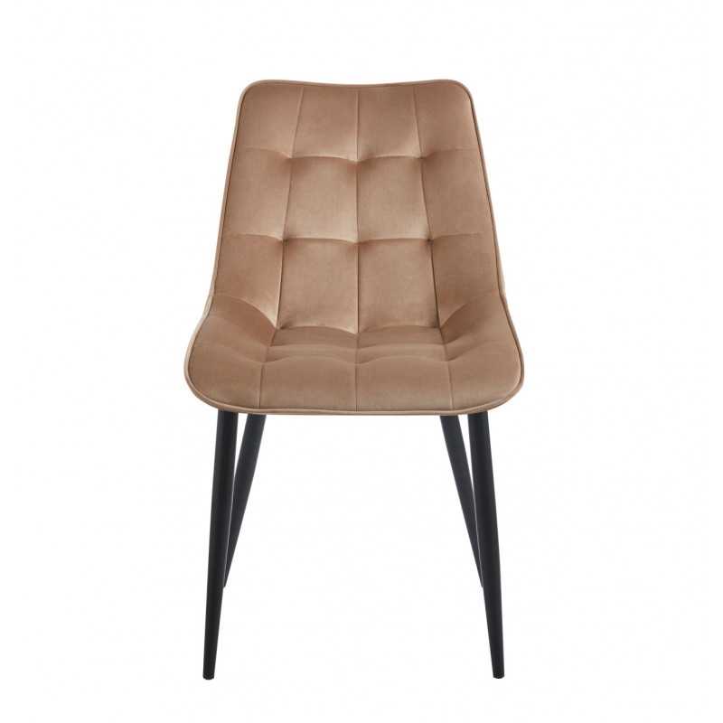 Chaise Victor velours marron cappuccino – Élégance et confort Golddeco