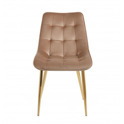 Chaise Victor velours cappuccino – Élégance dorée Golddeco