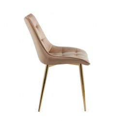 Chaise Victor velours cappuccino – Élégance dorée Golddeco