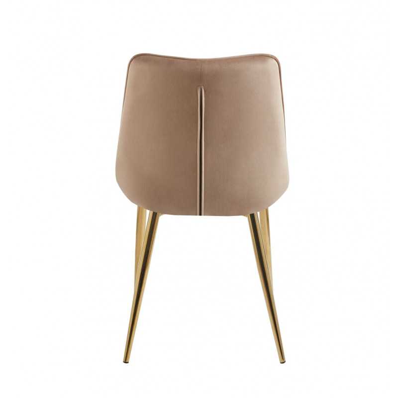 Chaise Victor velours cappuccino – Élégance dorée Golddeco