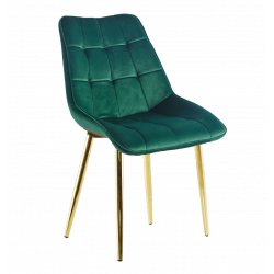 Chaise Victor en velours vert émeraude – Pieds dorés chromés