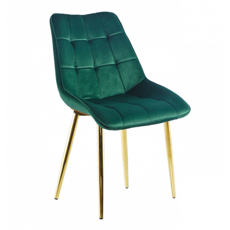 Chaise Victor velours vert émeraude – Élégance dorée Golddeco