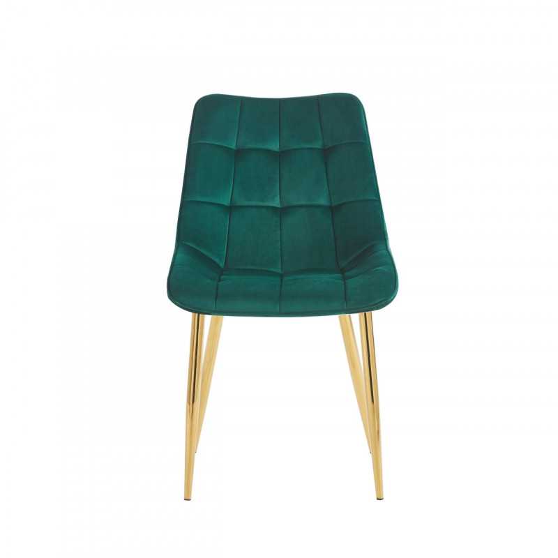 Chaise Victor velours vert émeraude – Élégance dorée Golddeco