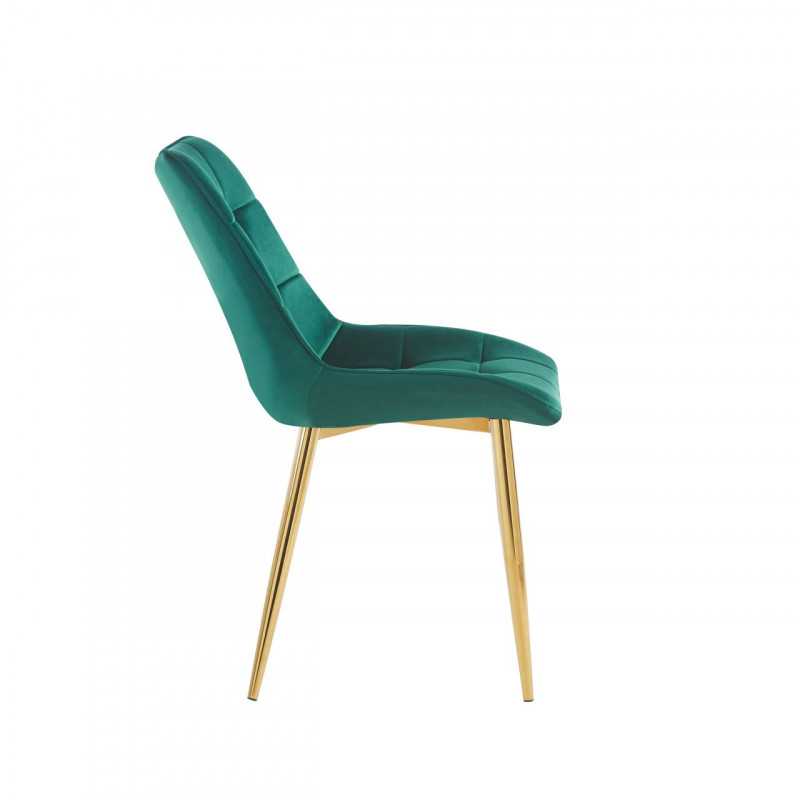 Chaise Victor velours vert émeraude – Élégance dorée Golddeco
