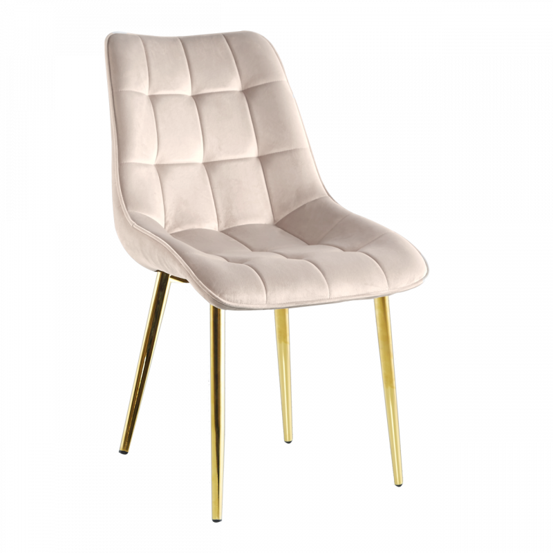 Chaise Victor velours beige champagne – Chic lumineux Golddeco