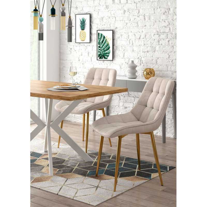 Chaise Victor velours beige champagne – Chic lumineux Golddeco