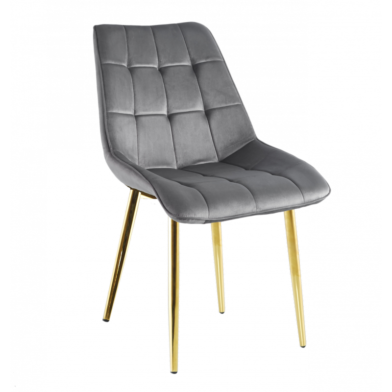 Chaise Victor velours gris perle – Élégance contemporaine Golddeco