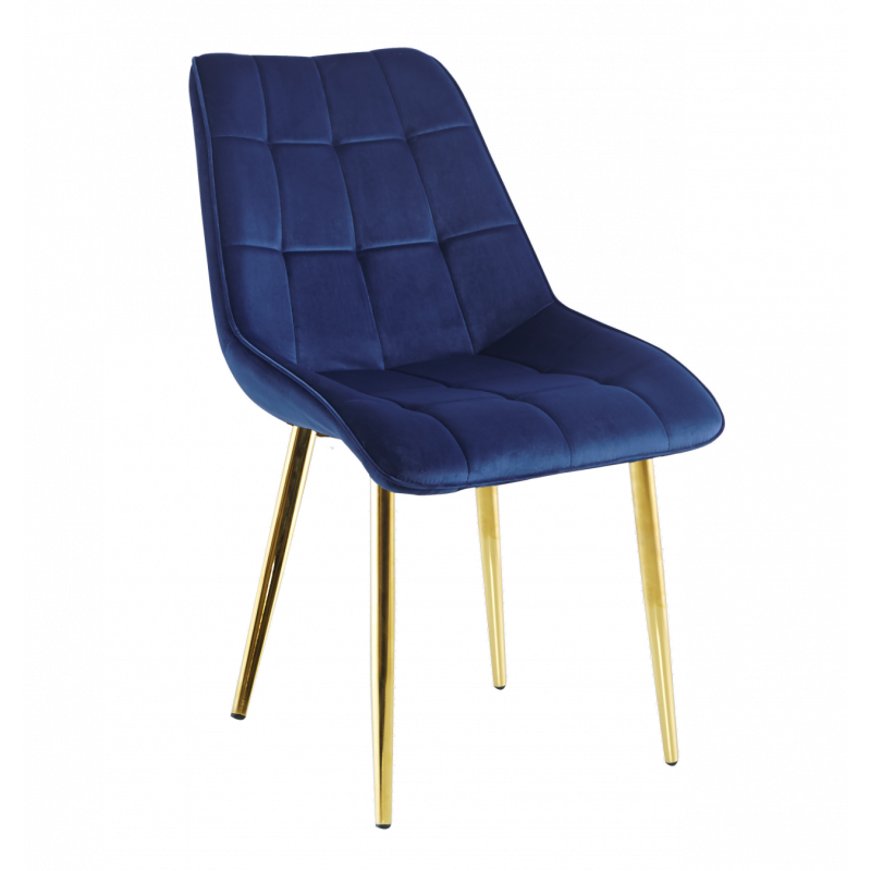 Chaise Victor velours bleu nuit – Élégance dorée Golddeco