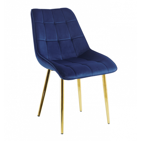 Chaise Victor velours bleu nuit – Élégance dorée Golddeco