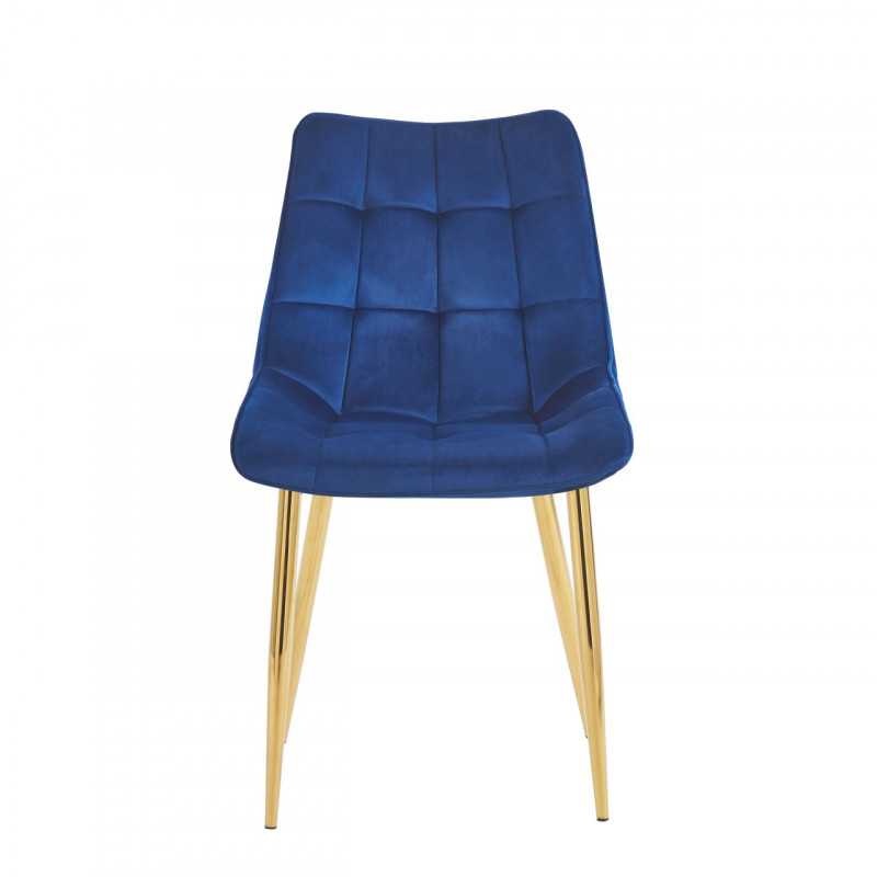 Chaise Victor velours bleu nuit – Élégance dorée Golddeco