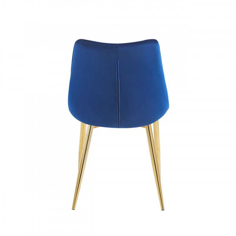 Chaise Victor velours bleu nuit – Élégance dorée Golddeco