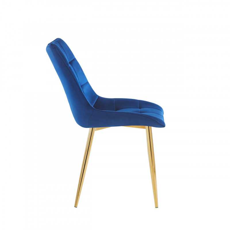 Chaise Victor velours bleu nuit – Élégance dorée Golddeco
