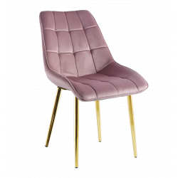 Chaise Victor velours rose poudré – Élégance douce Golddeco