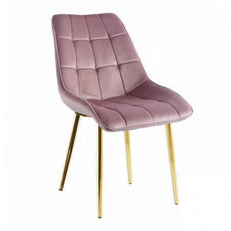 Chaise Victor velours rose poudré – Élégance douce Golddeco