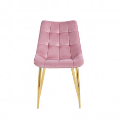 Chaise Victor velours rose poudré – Élégance douce Golddeco