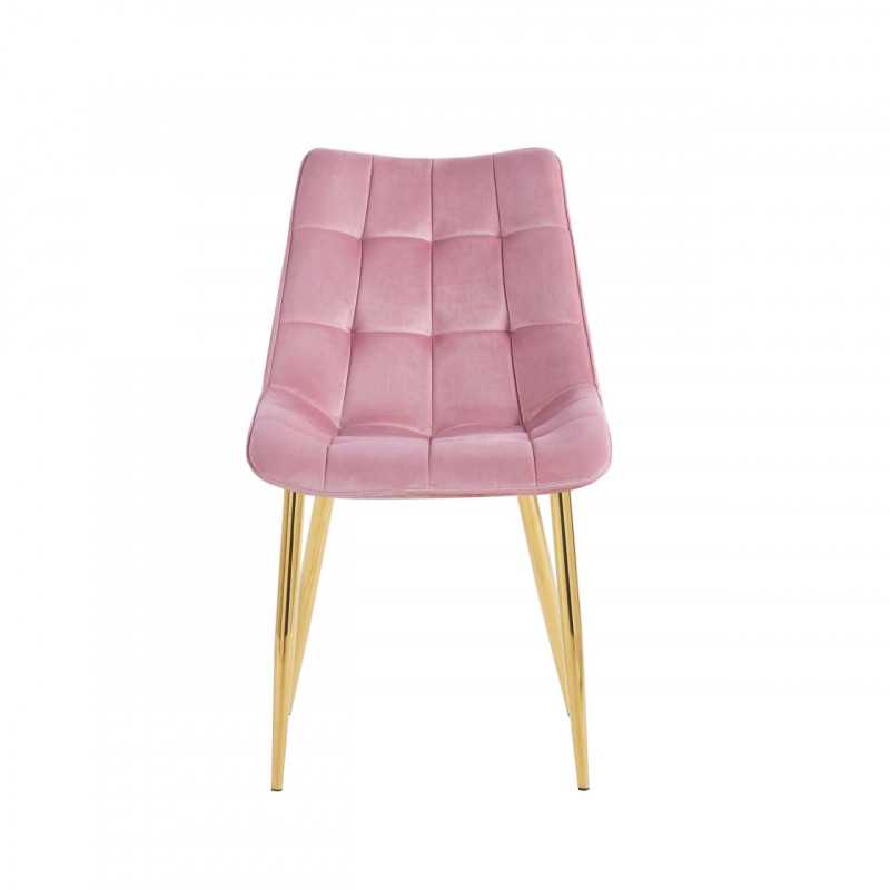 Chaise Victor velours rose poudré – Élégance douce Golddeco