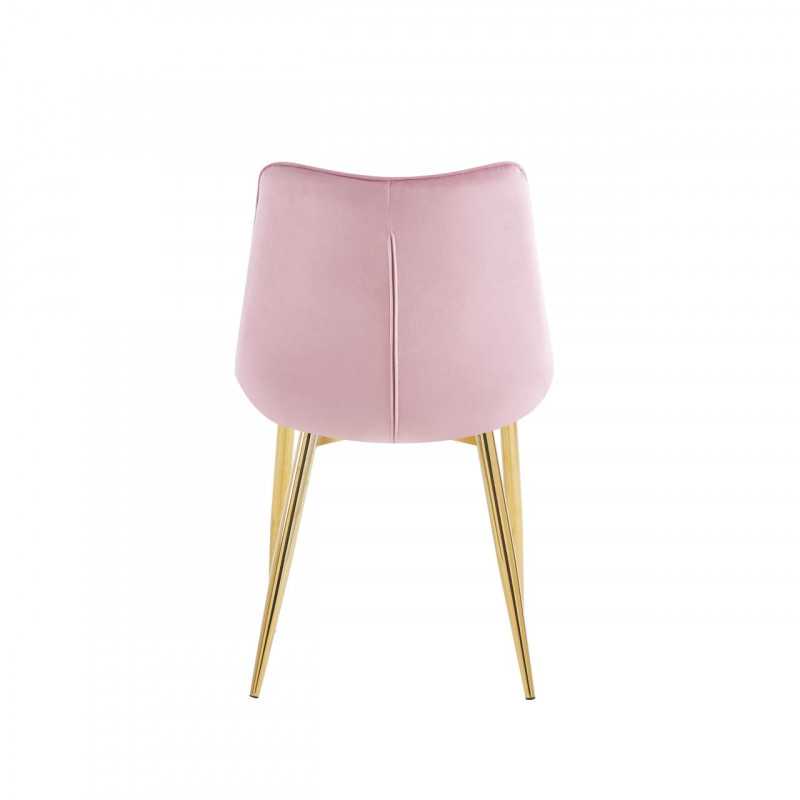Chaise Victor velours rose poudré – Élégance douce Golddeco