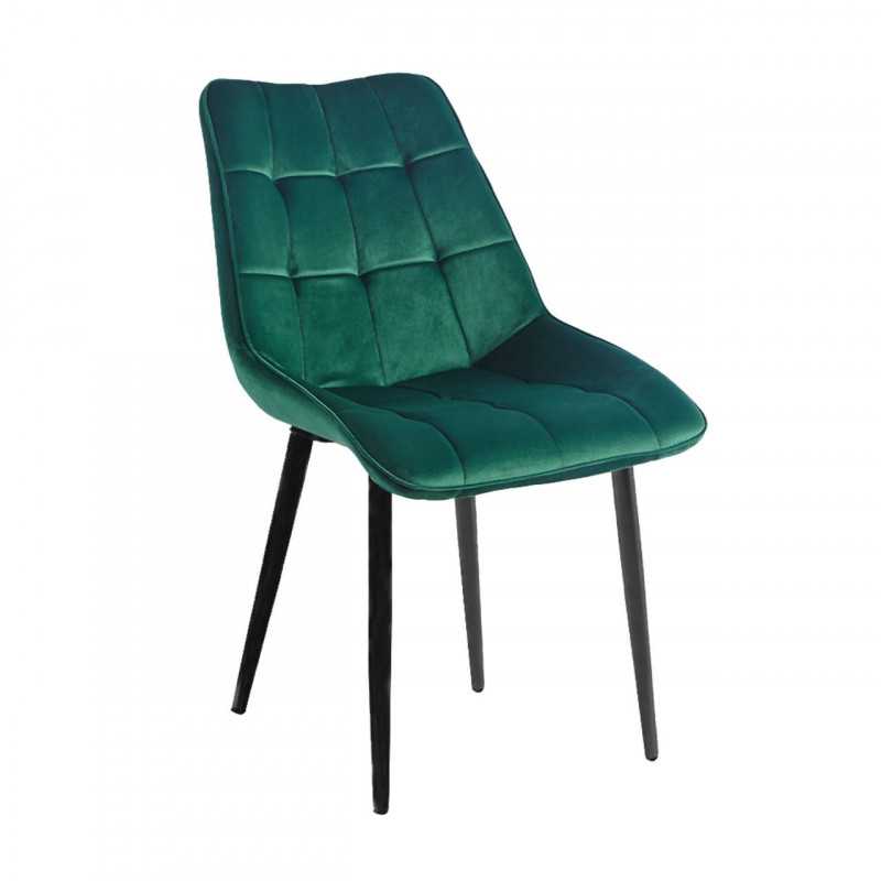 Chaise Victor velours vert émeraude – Élégance moderne Golddeco
