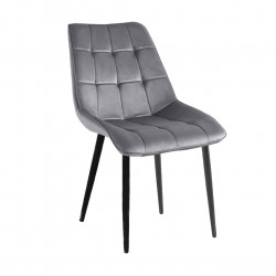 Chaise Victor velours gris perle – Élégance sobre Golddeco