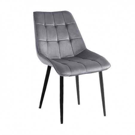 Chaise Victor velours gris perle – Élégance sobre Golddeco