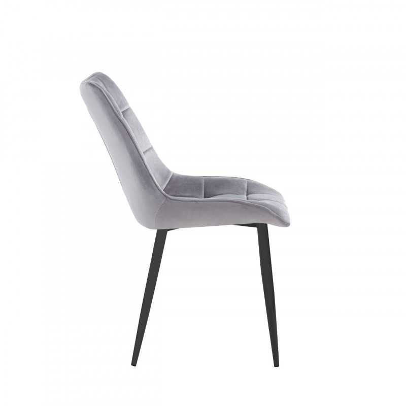Chaise Victor velours gris perle – Élégance sobre Golddeco