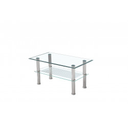 Table Basse Verre Trempé 90x50 – Double Plateau Moderne