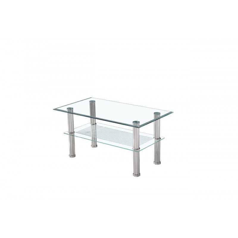 Table Basse Verre Trempé 90x50 – Double Plateau Moderne