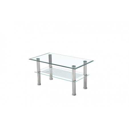 Table Basse Verre Trempé 90x50 – Double Plateau Moderne