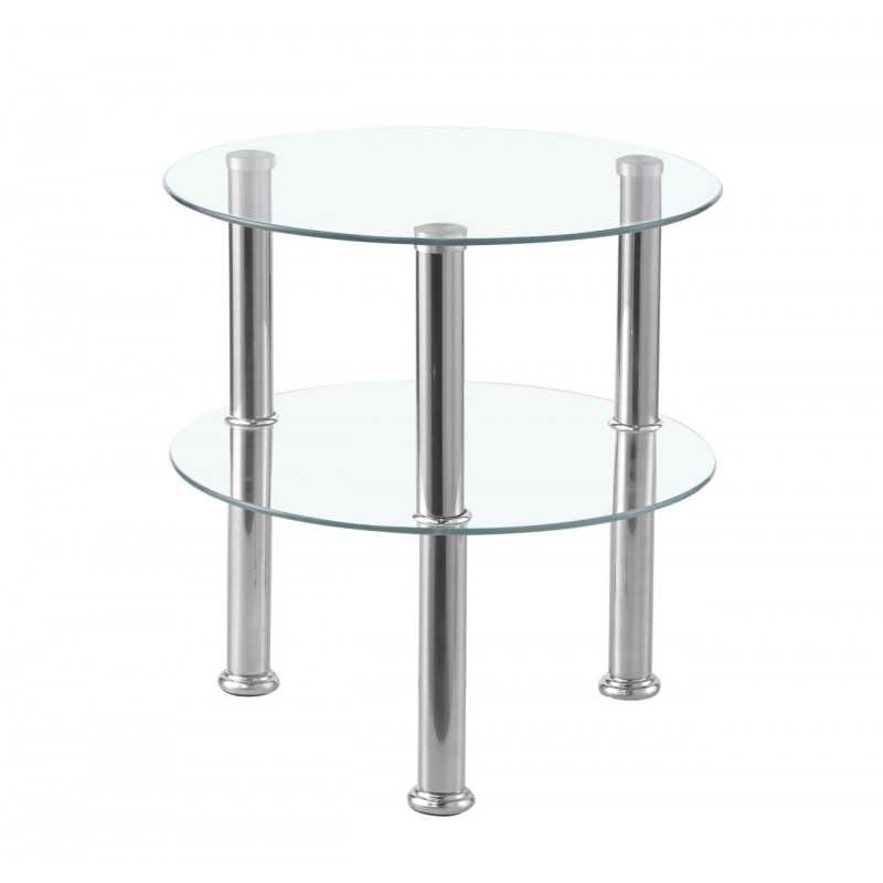 Table Basse Ronde Verre & Inox – 45x45 cm Moderne