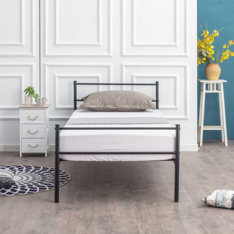 Lit en métal 90x200 noir – structure robuste et design moderne | Golddeco