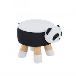 Tabouret panda enfants – Noir & blanc, pieds bois