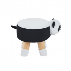 Tabouret panda enfants – Noir & blanc, pieds bois