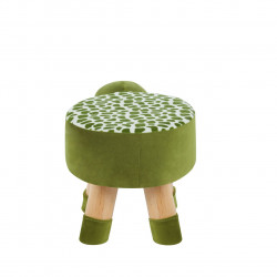 Tabouret tortue enfants – Vert, pieds bois naturels
