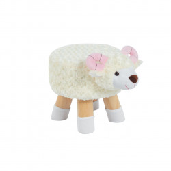 Tabouret mouton pour enfants – Blanc, pieds bois naturels