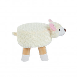 Tabouret mouton enfants – Blanc, pieds bois naturels