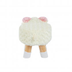 Tabouret mouton enfants – Blanc, pieds bois naturels