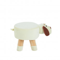 Tabouret chien enfants – Crème & marron, pieds bois